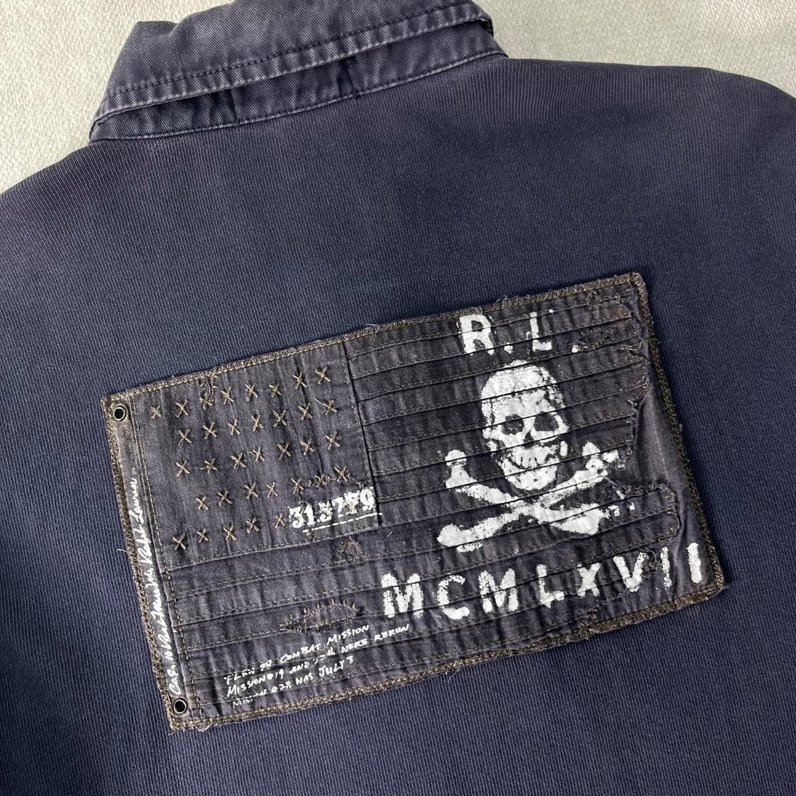 95 폴로랄프로렌 진스 성조기패치 빈티지 워싱 럭비티 상품이미지8
