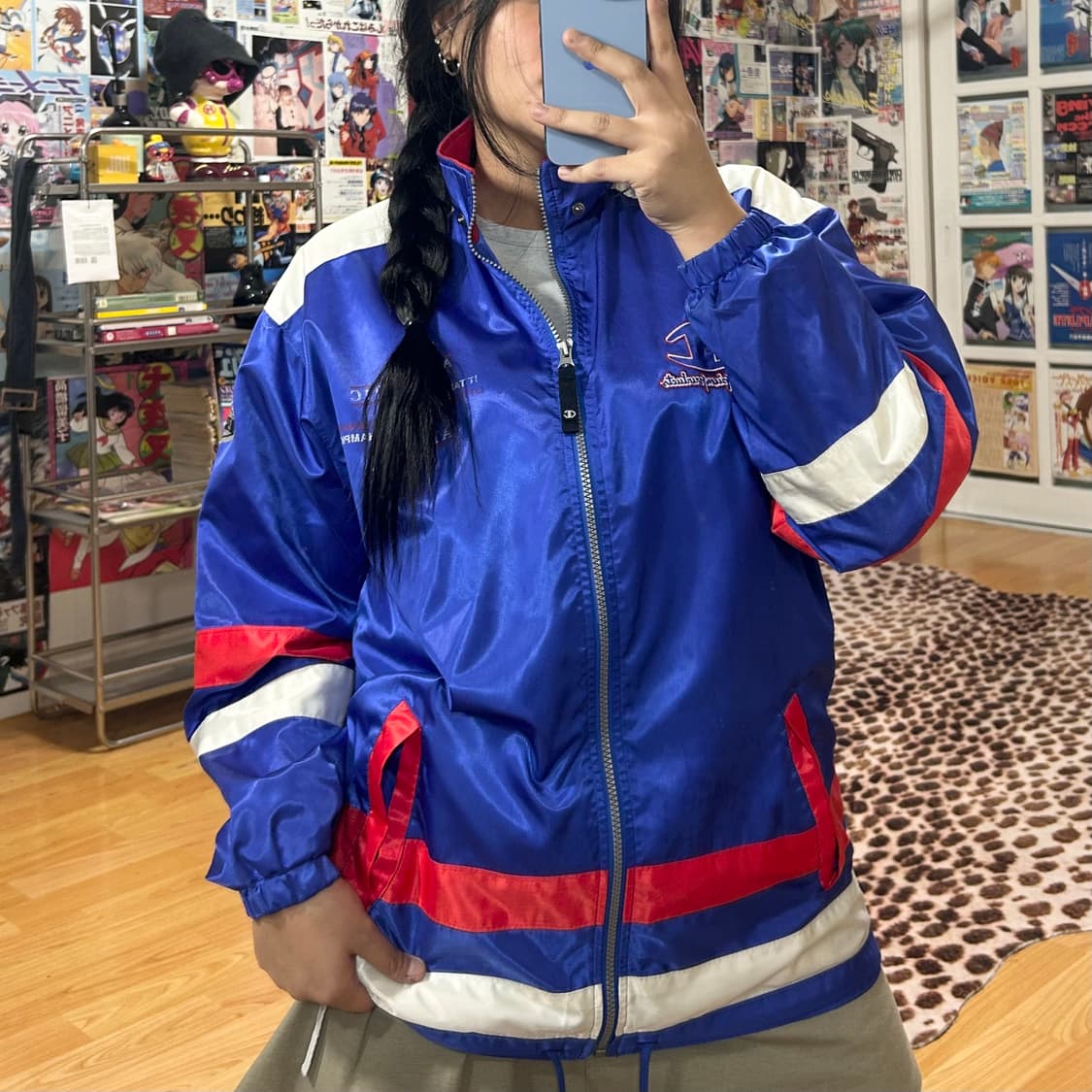 JPN 챔피온 블루 레드 올드스쿨 바람막이 상품이미지1