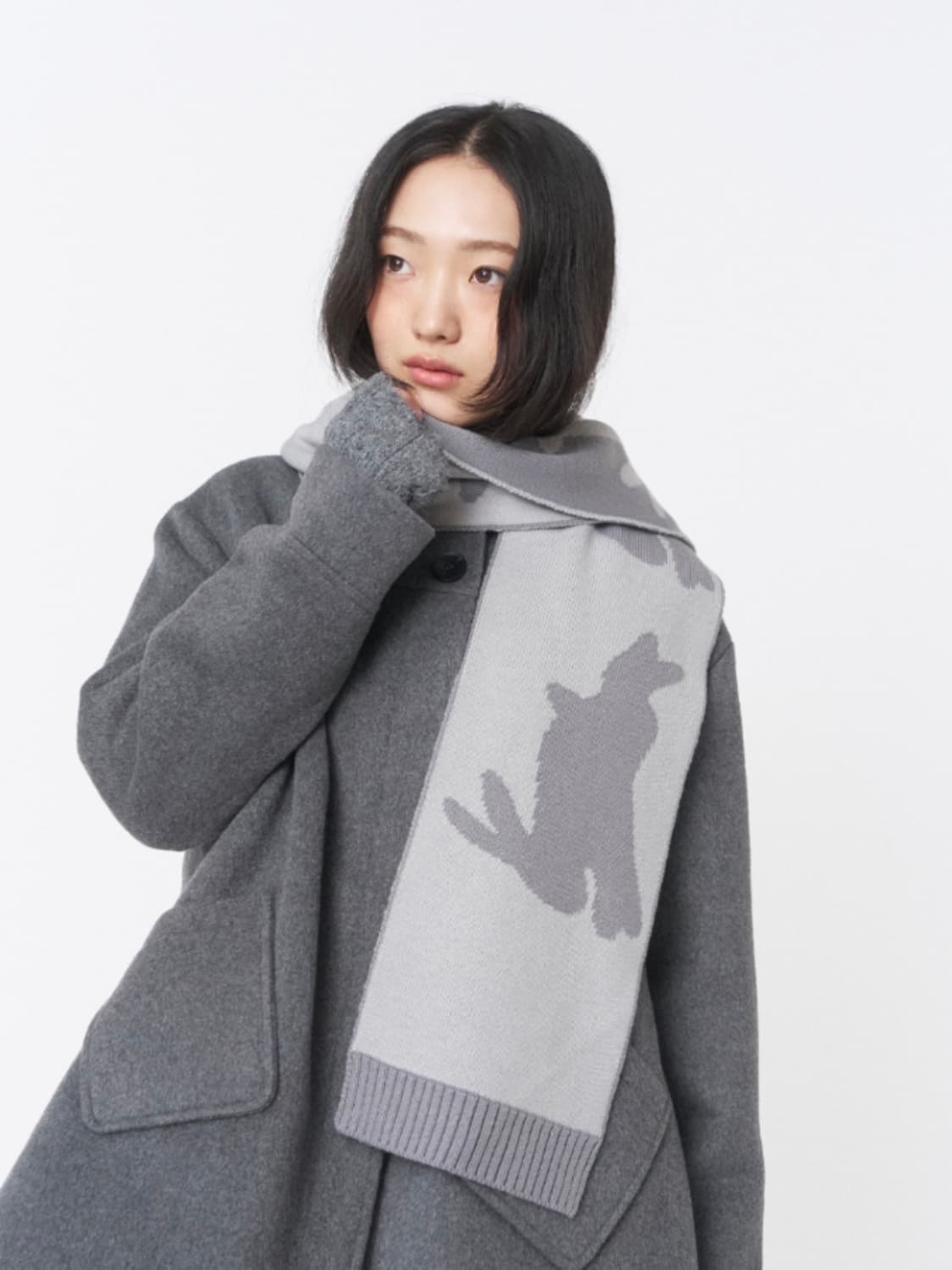 미세키서울 머플러 Twin rabbit knit muffler CHARC 상품이미지3