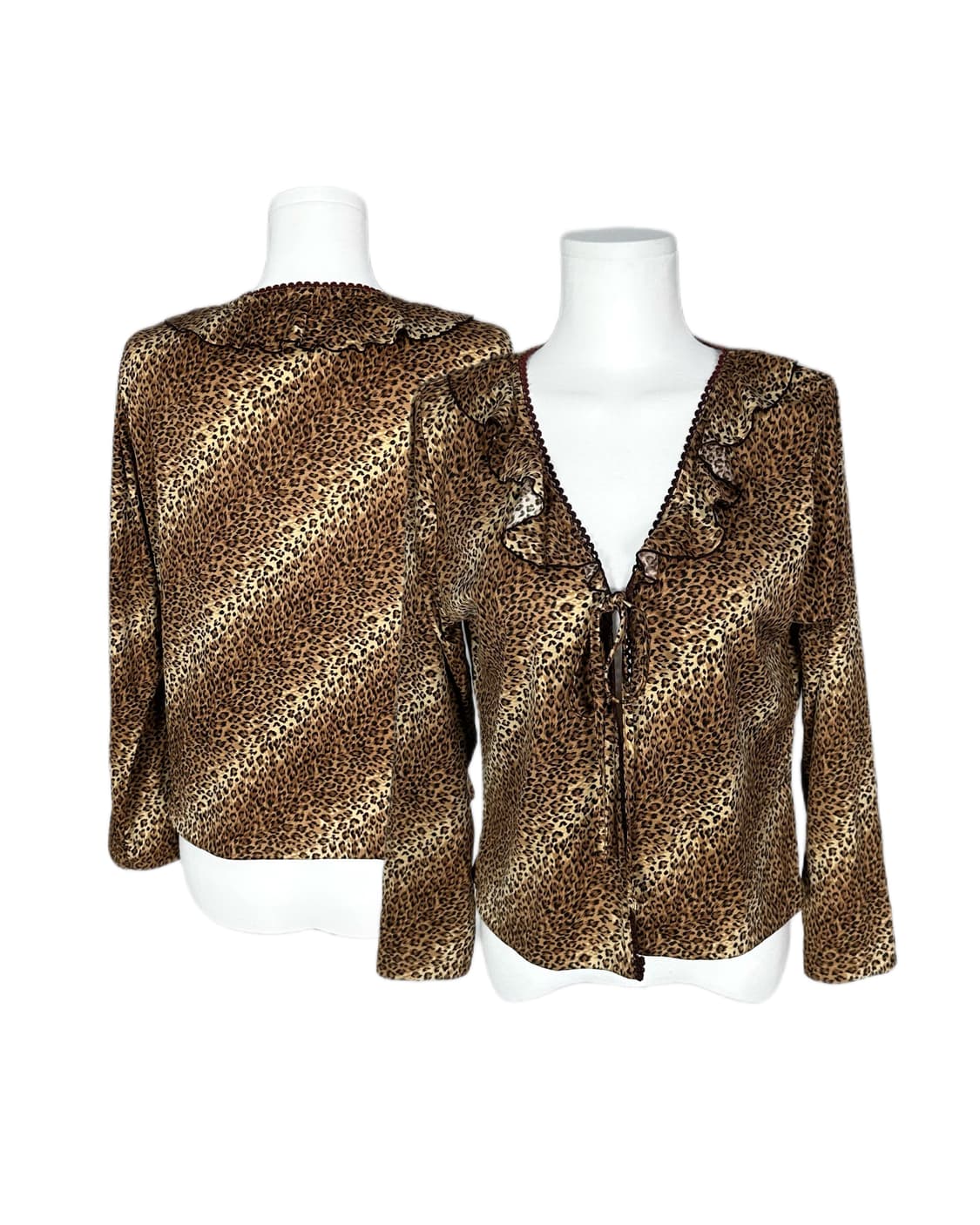 leopard frill ribbon cardigan 상품이미지1