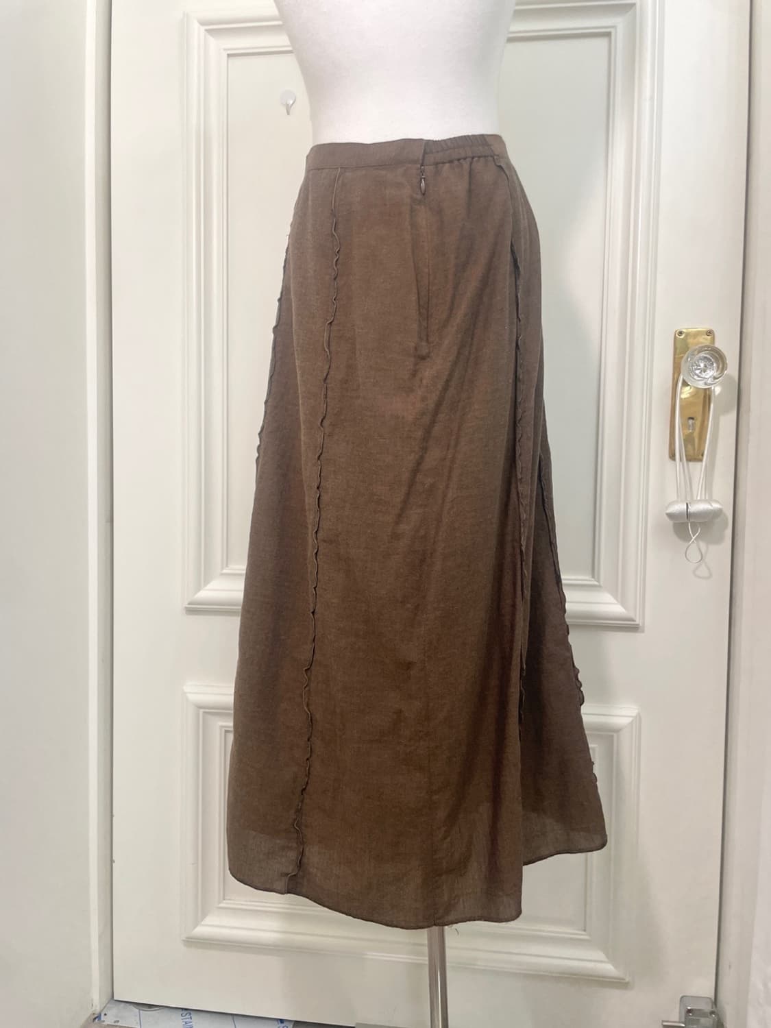 brown mini ruffle point mori long skirt 상품이미지3
