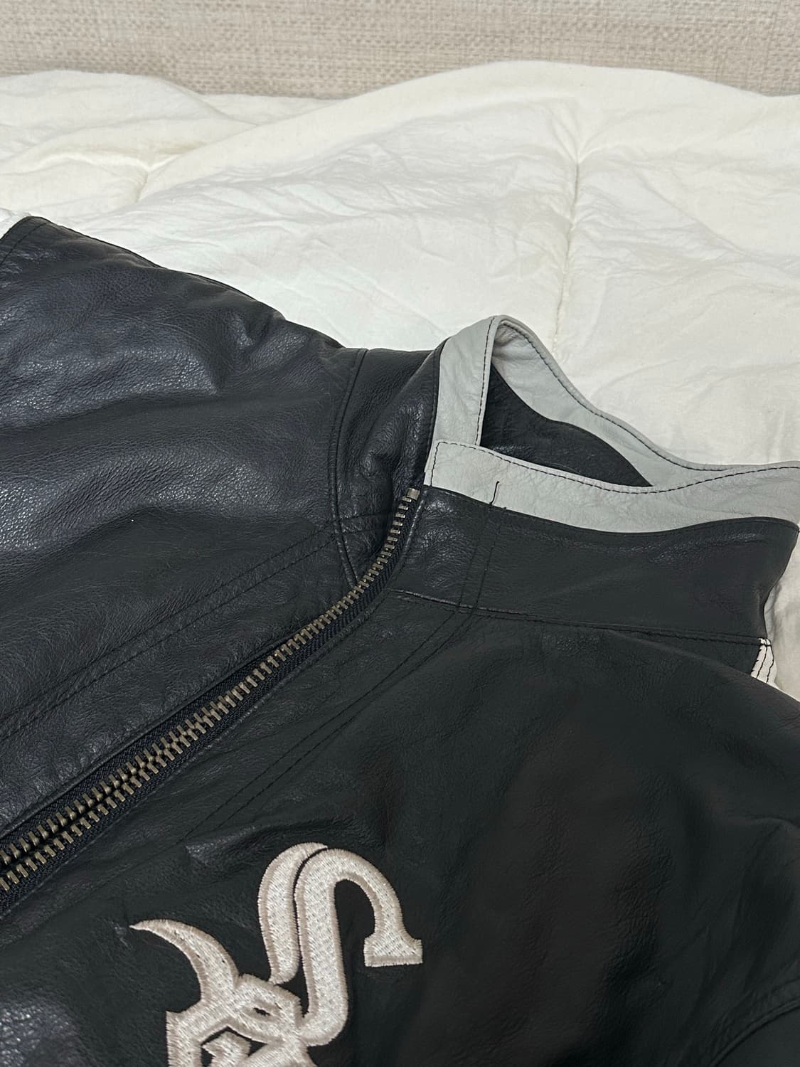 90s 스타터 시카고 화이트 삭스 메이저리그 가죽자켓 점퍼 라지 상품이미지6