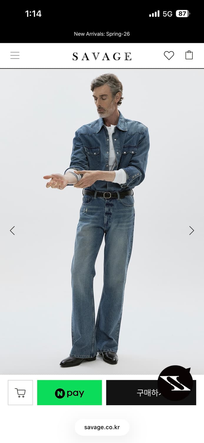 [M] 세비지 부츠컷 핏 데님 진 블루 상품이미지4