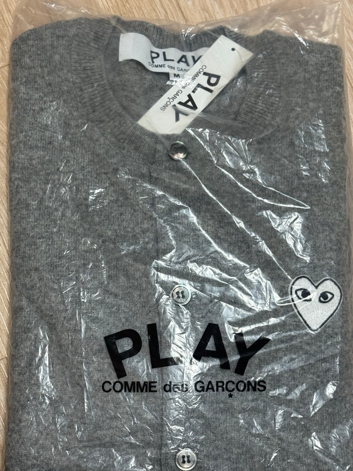 꼼데가르송 플레이 라운드 가디건 그레이 화이드와펜 M (새상품) 상품이미지1