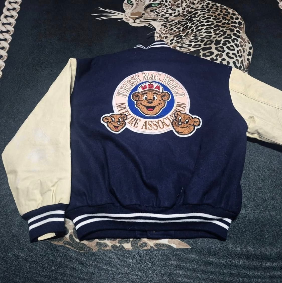 90's Forest Mac 울 레더 USA 바시티 자켓 L 상품이미지4