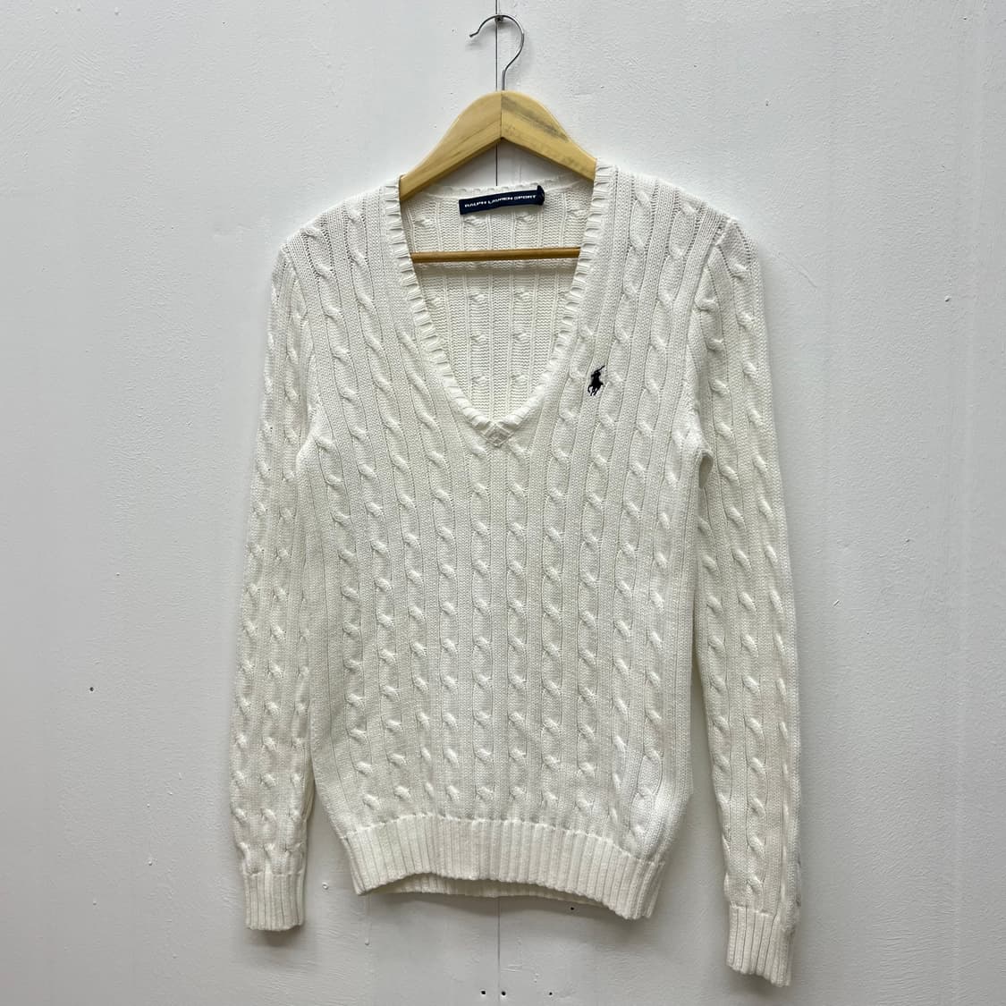 [S] 폴로 포니 로고 코튼 케이블 브이넥 니트 상품이미지2