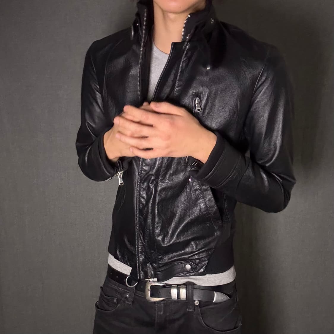japan Vintage Black Leather Jacket 상품이미지6