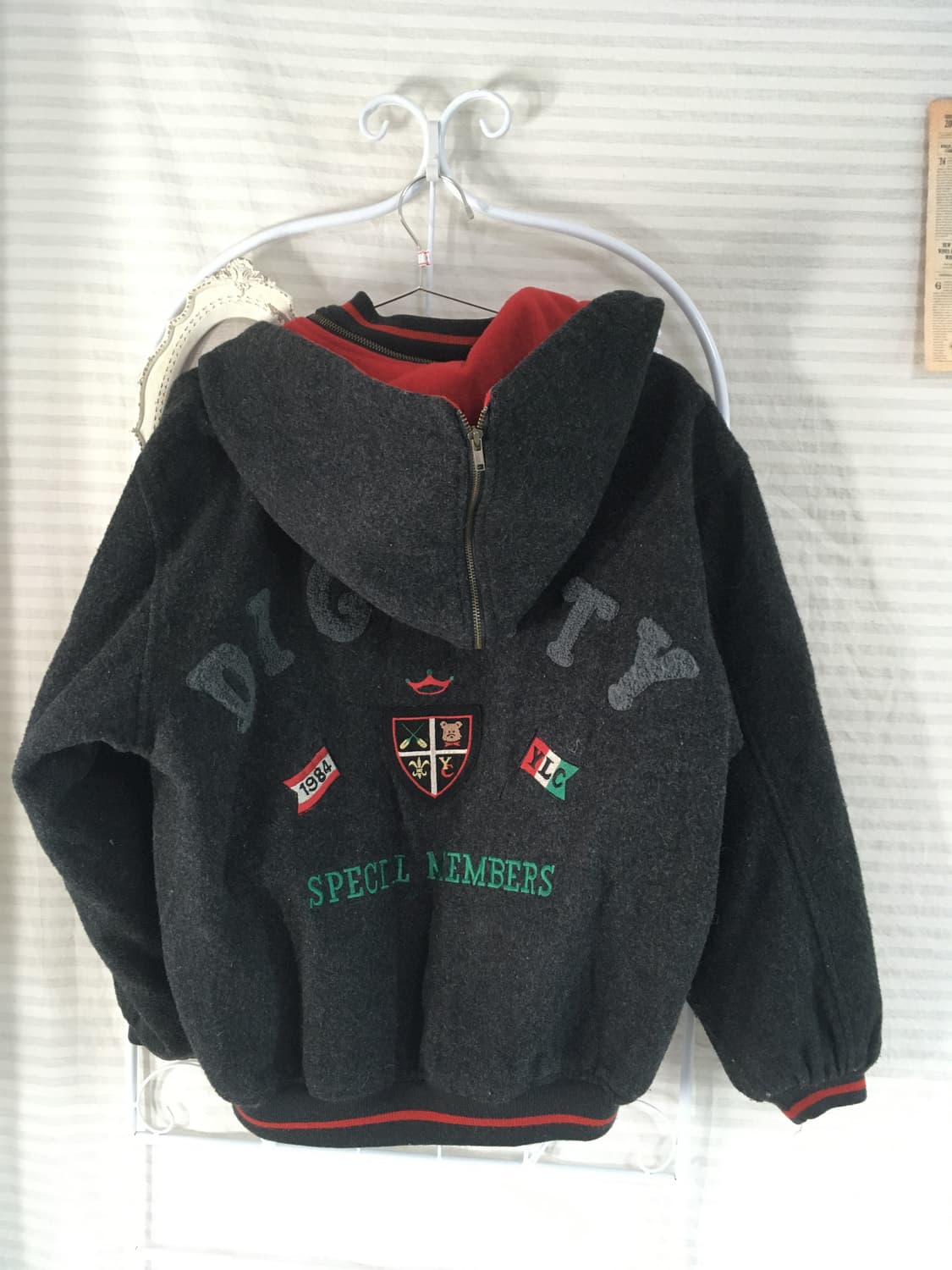 일본빈티지 차콜 후드 패치 자수 베어 후드 점퍼 상품이미지8