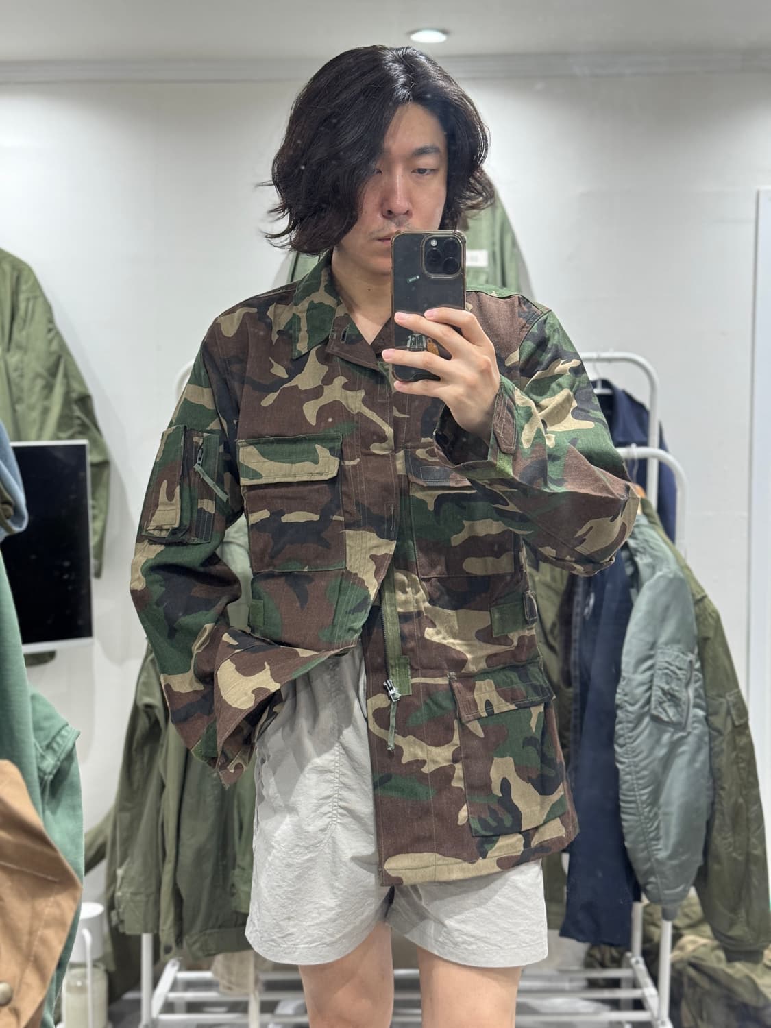 데드스탁) 90s 미공군 우드랜드 카모 셔츠 (M-L) 상품이미지10
