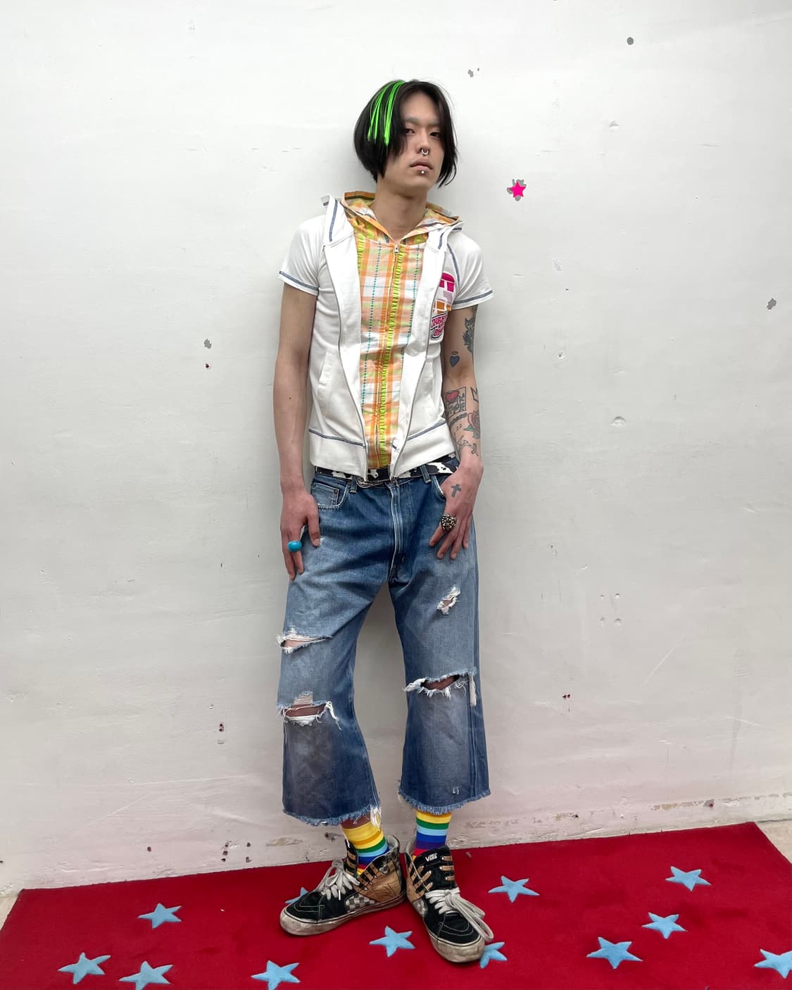 Hawaiian Layered Checkered Hooded T 상품이미지7