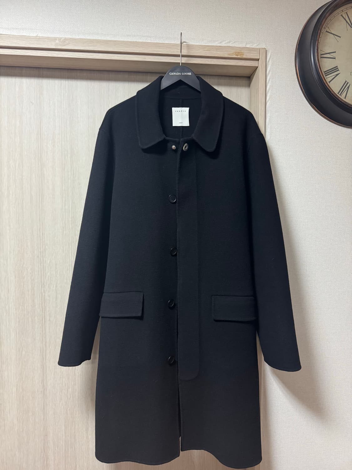 산드로 남성 벨티드 발마칸 코트 블랙  상품이미지2