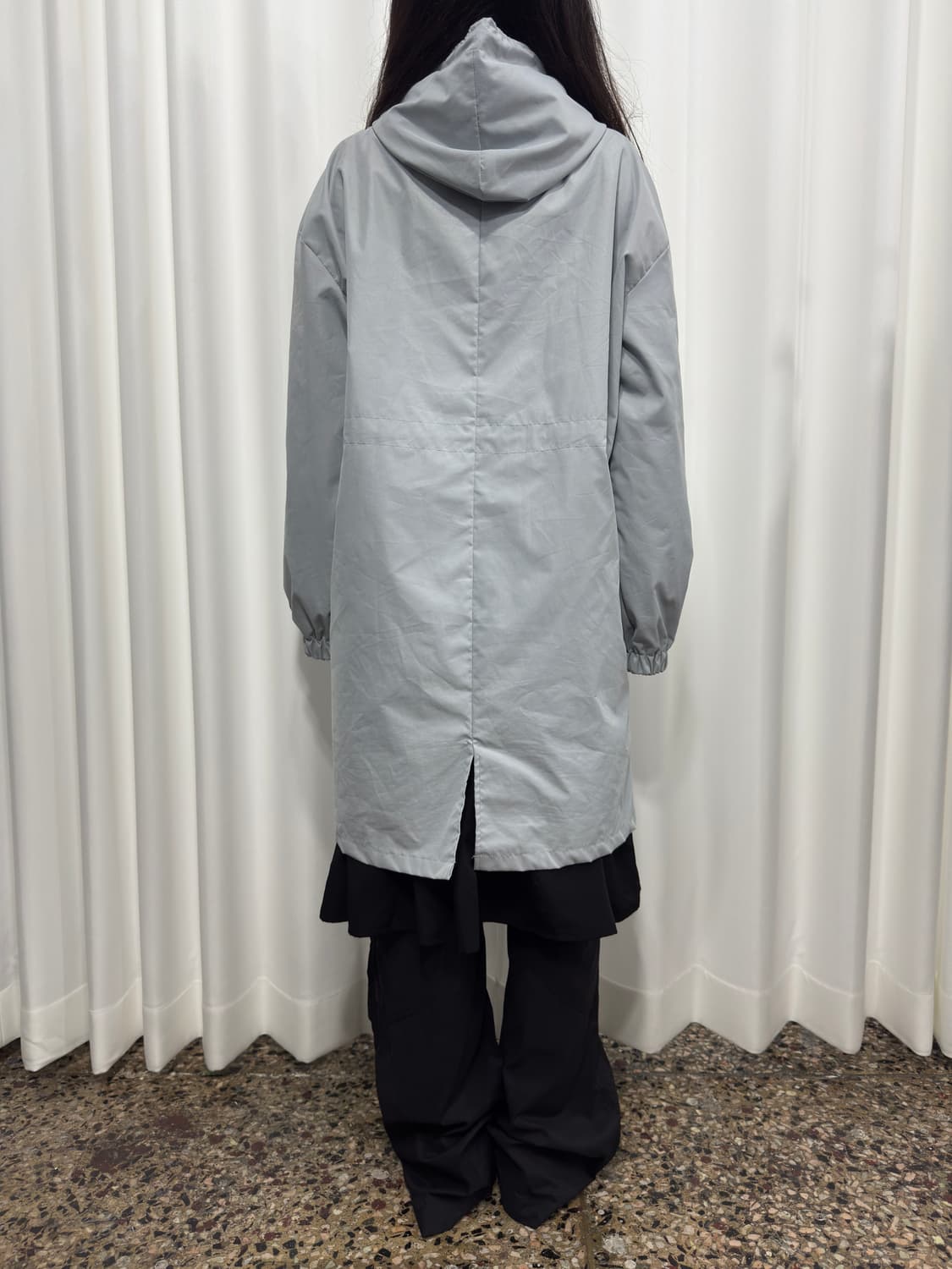 soft blue hood button coat 상품이미지6
