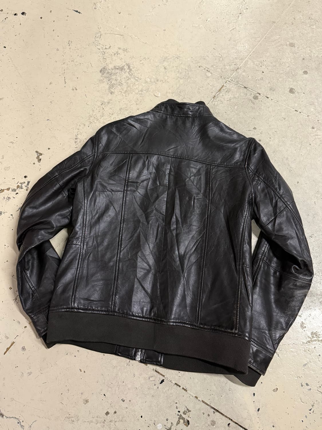 AKM neck button point leather jacket 상품이미지8