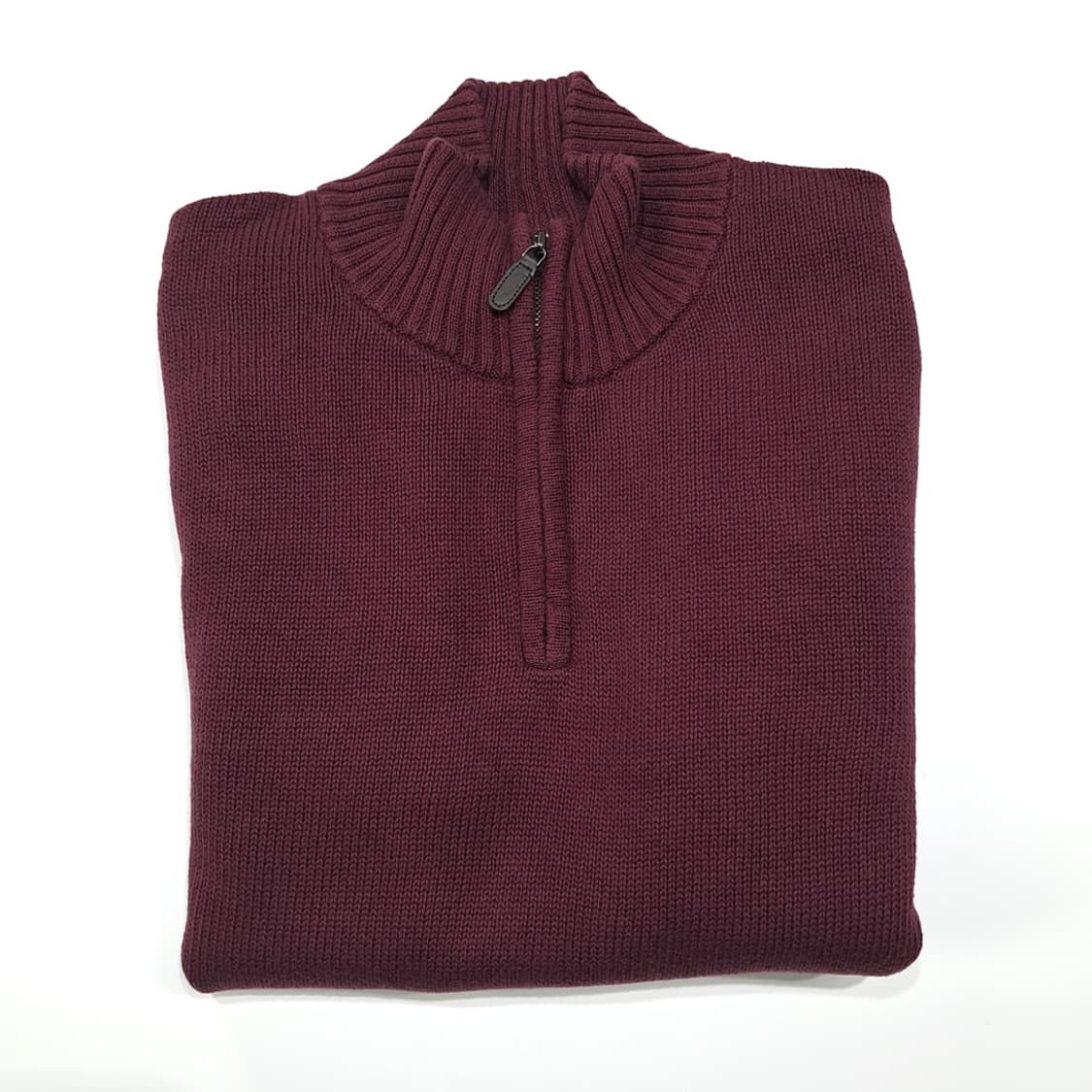 CL074 엘엘빈 코튼 레더풀러 버건디 하프집업 니트 스웨터 상품이미지8