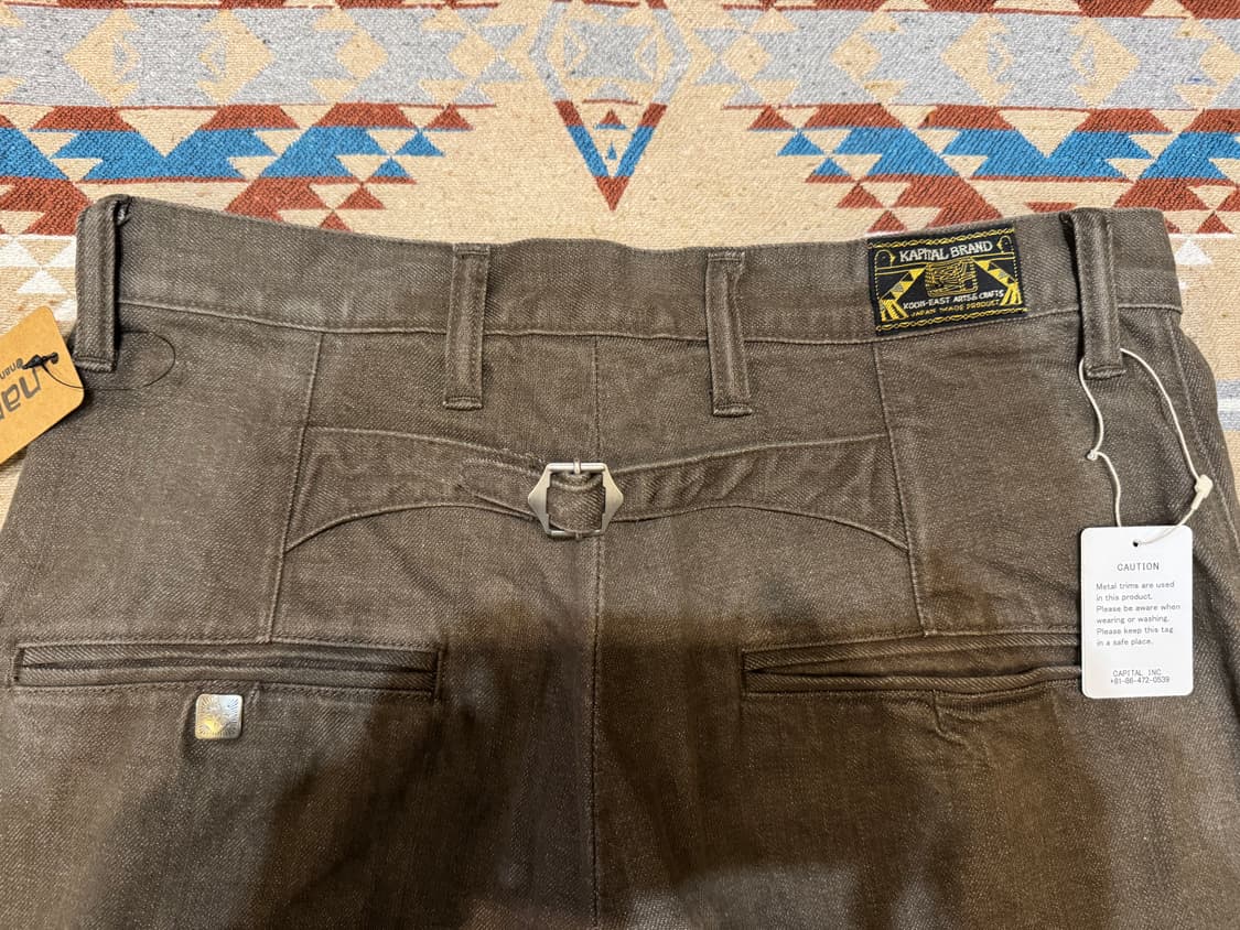 [3][L] 캐피탈 12oz 야가스리 자카드 데님 팬츠 카키  상품이미지4