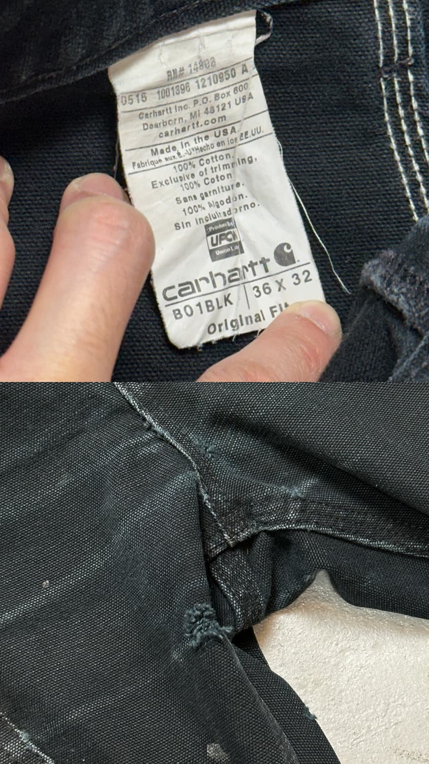 OG USA Made 칼하트 B01 더블니 블랙 칼하트 썩블니 워크팬츠 상품이미지9