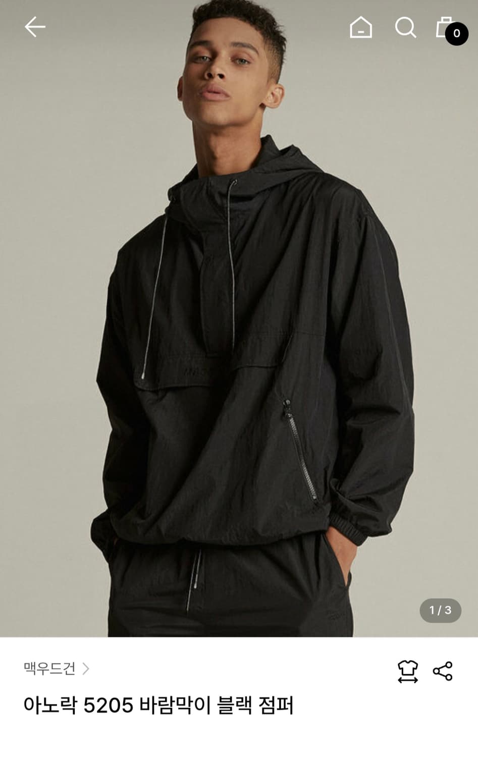 맥우드건 아노락 5205 바람막이 블랙 점퍼 S 상품이미지1