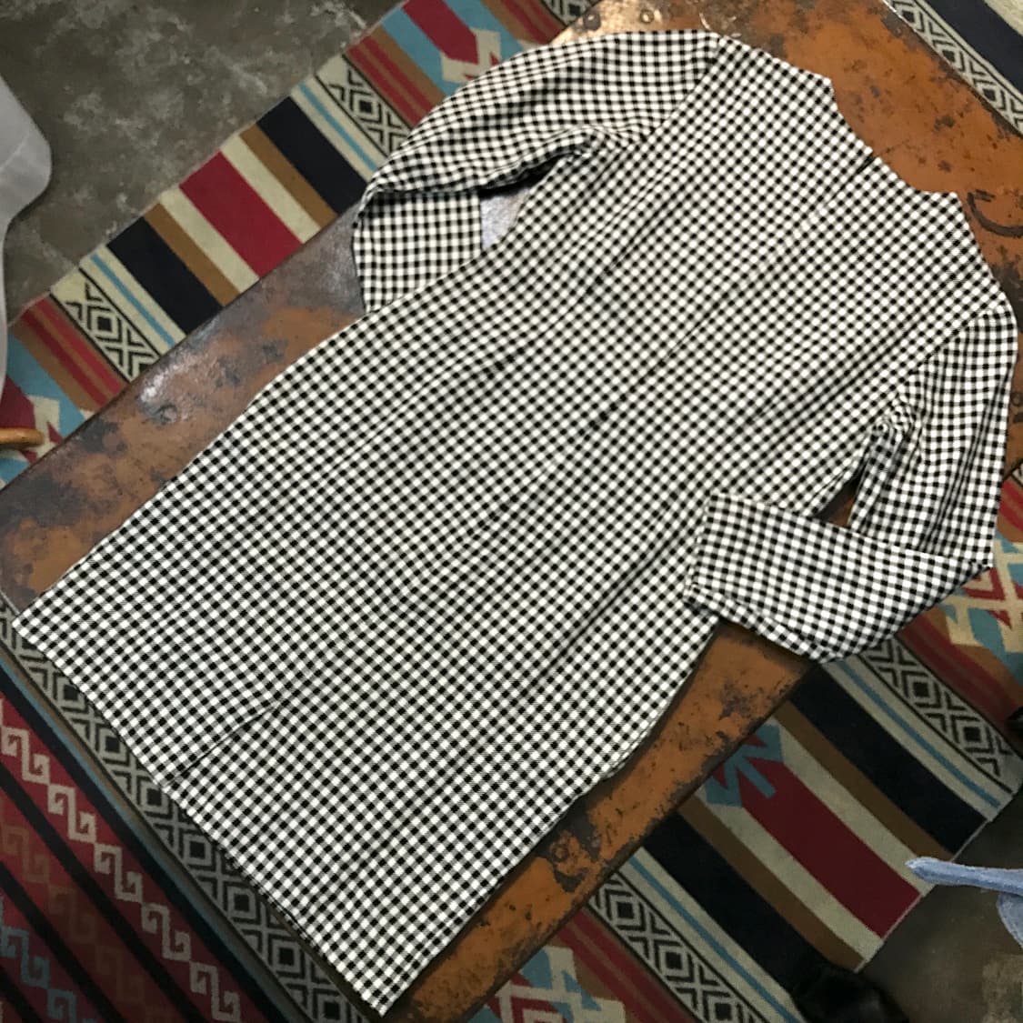 90s YSL 입생로랑 깅엄 체크 미니 원피스 여성 44 55 사이느 상품이미지5