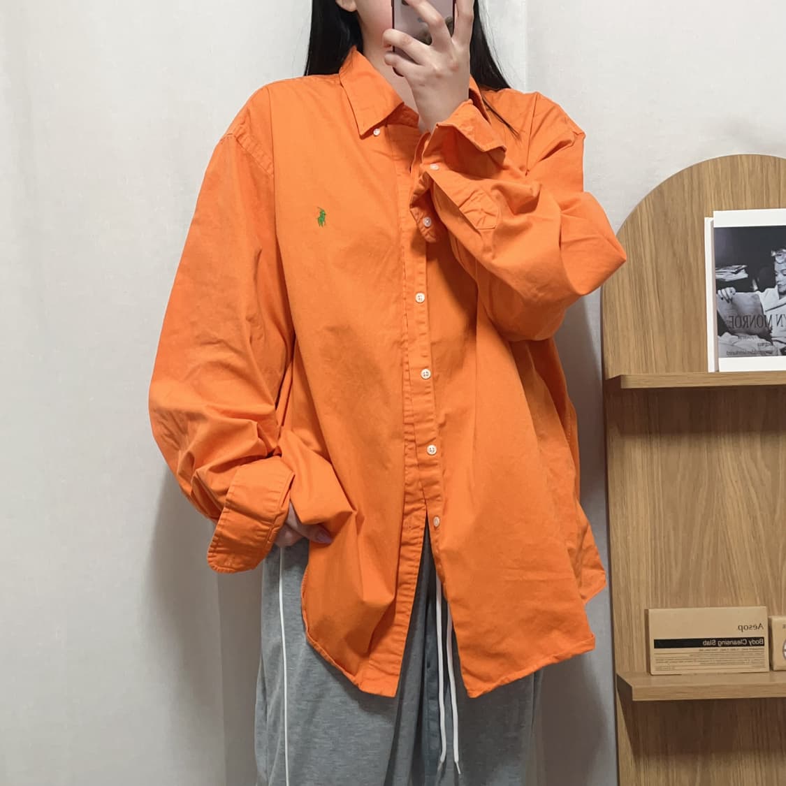 [정품] 폴로 오렌지 / 그린포니 솔리드 셔츠 [ XXL ] 상품이미지2