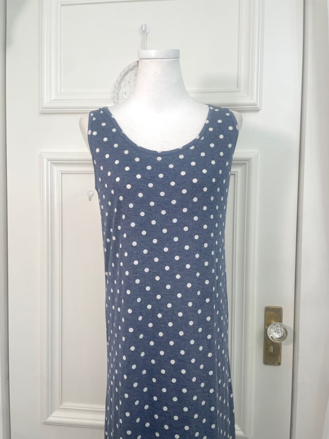 denim mood dot cotton sleeveless long op 상품이미지5