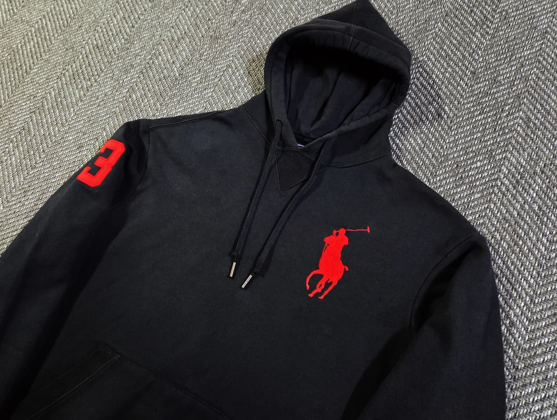 폴로 랄프로렌 빅포니 넘버3 검빨 레드 블랙 후드티
 상품이미지3