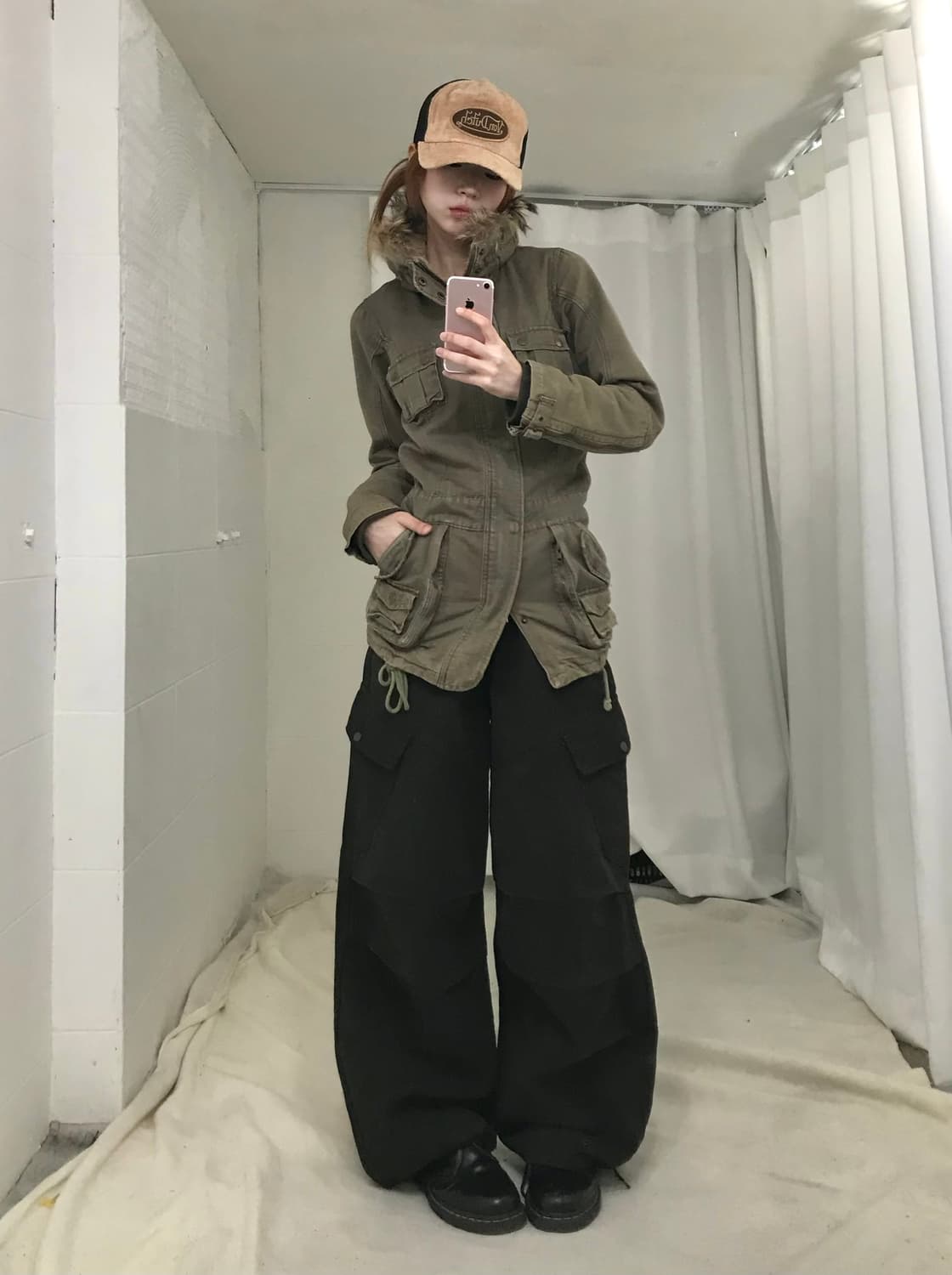 (세트 할인 가능) 빈티지 카키 딱붙 퍼 야상 사파리 자켓 상품이미지2
