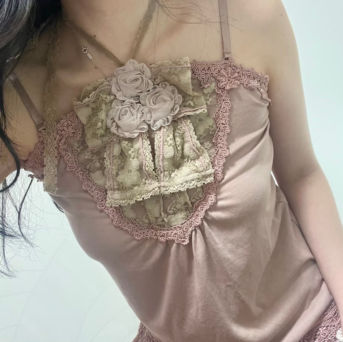 엑시즈팜 대장 로즈 레이스홀터넥나시슬리브리스페어리그런지히메갸루오리엔탈갸루 상품이미지1