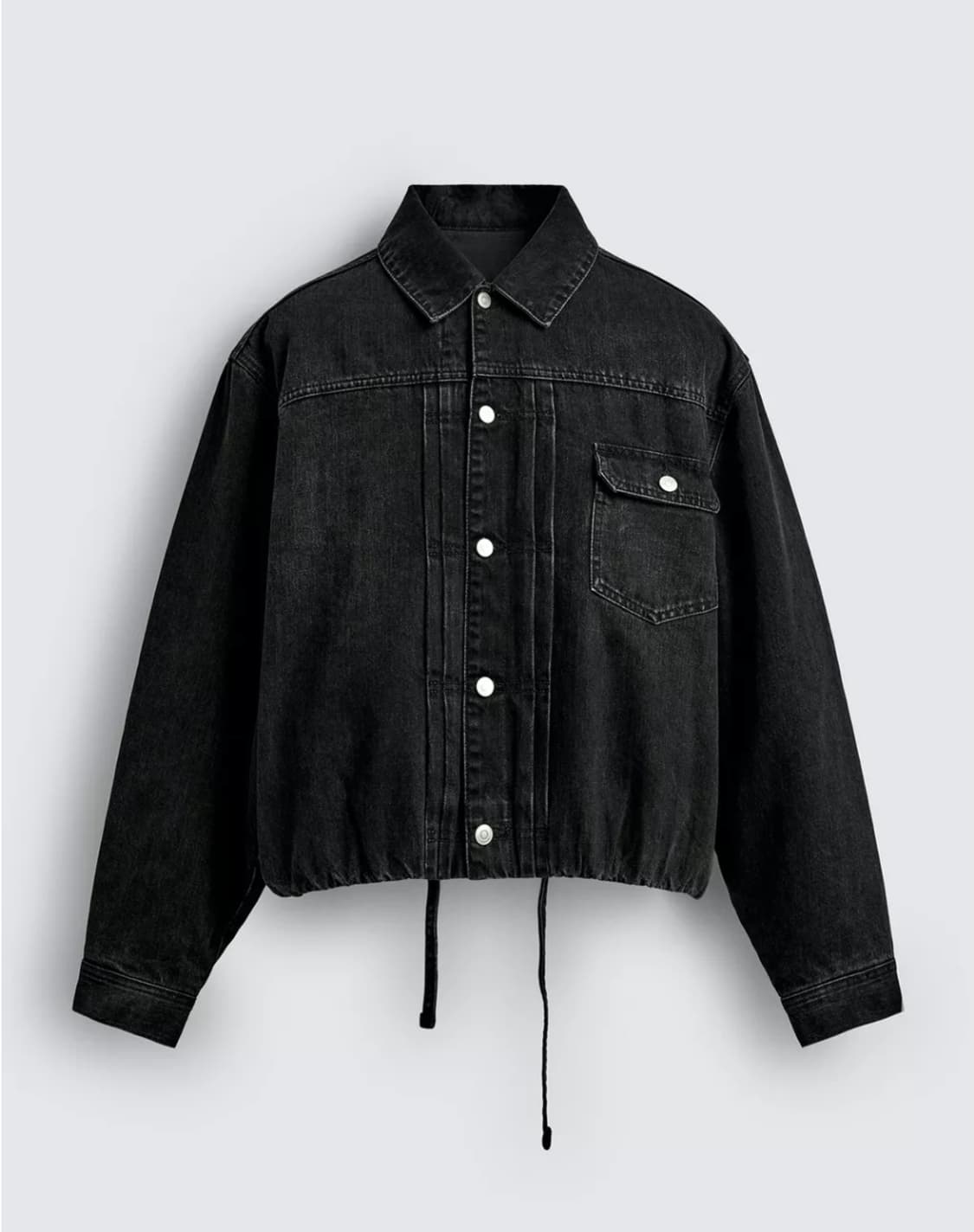 [XL]ZARA 자라 크롭핏 데님 자켓 블랙 상품이미지1