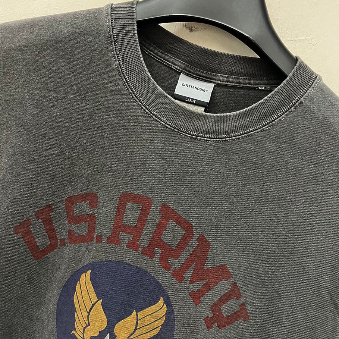 아웃스탠딩 US ARMY 피그먼트 오버핏 반팔티 L 상품이미지3