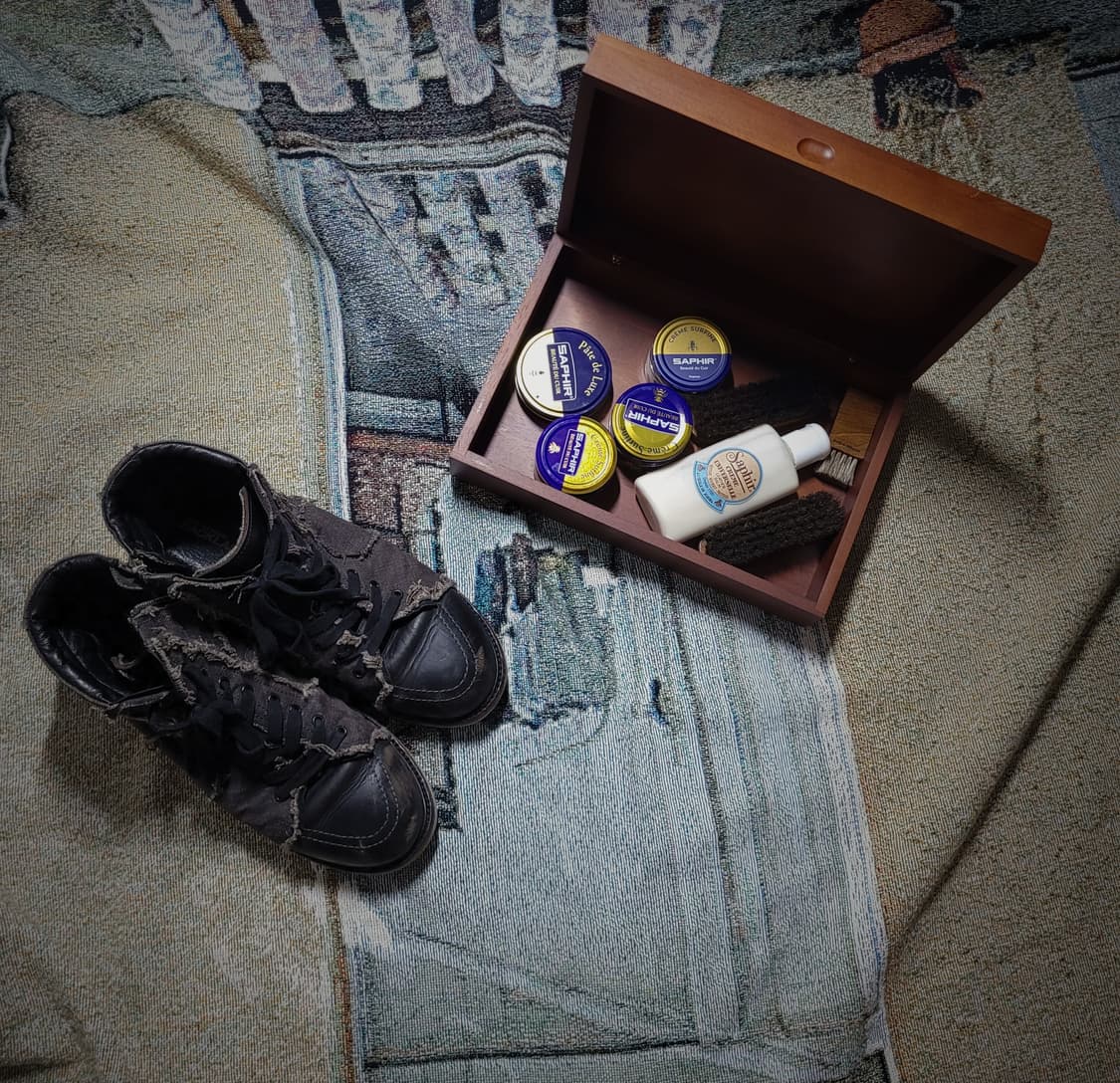 이사무 카타야마 백러쉬 데미지 레더 스니커즈 상품이미지10