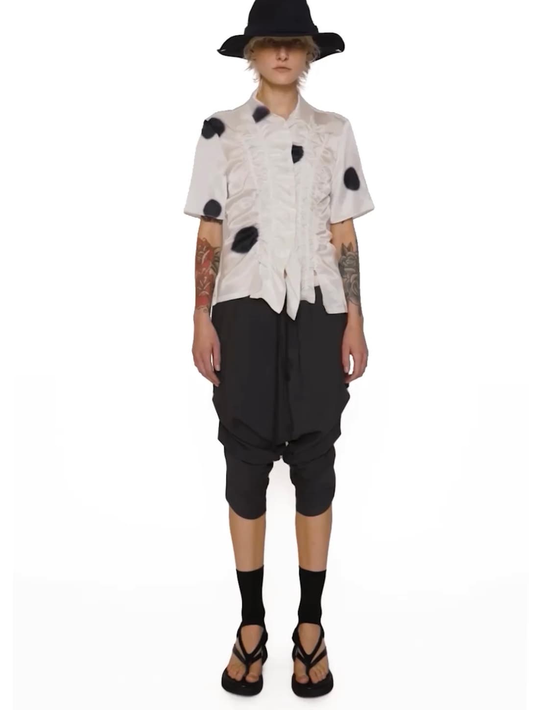 OPENYY GATHERED SAROUEL SHORTS, CHARCOAL 상품이미지2