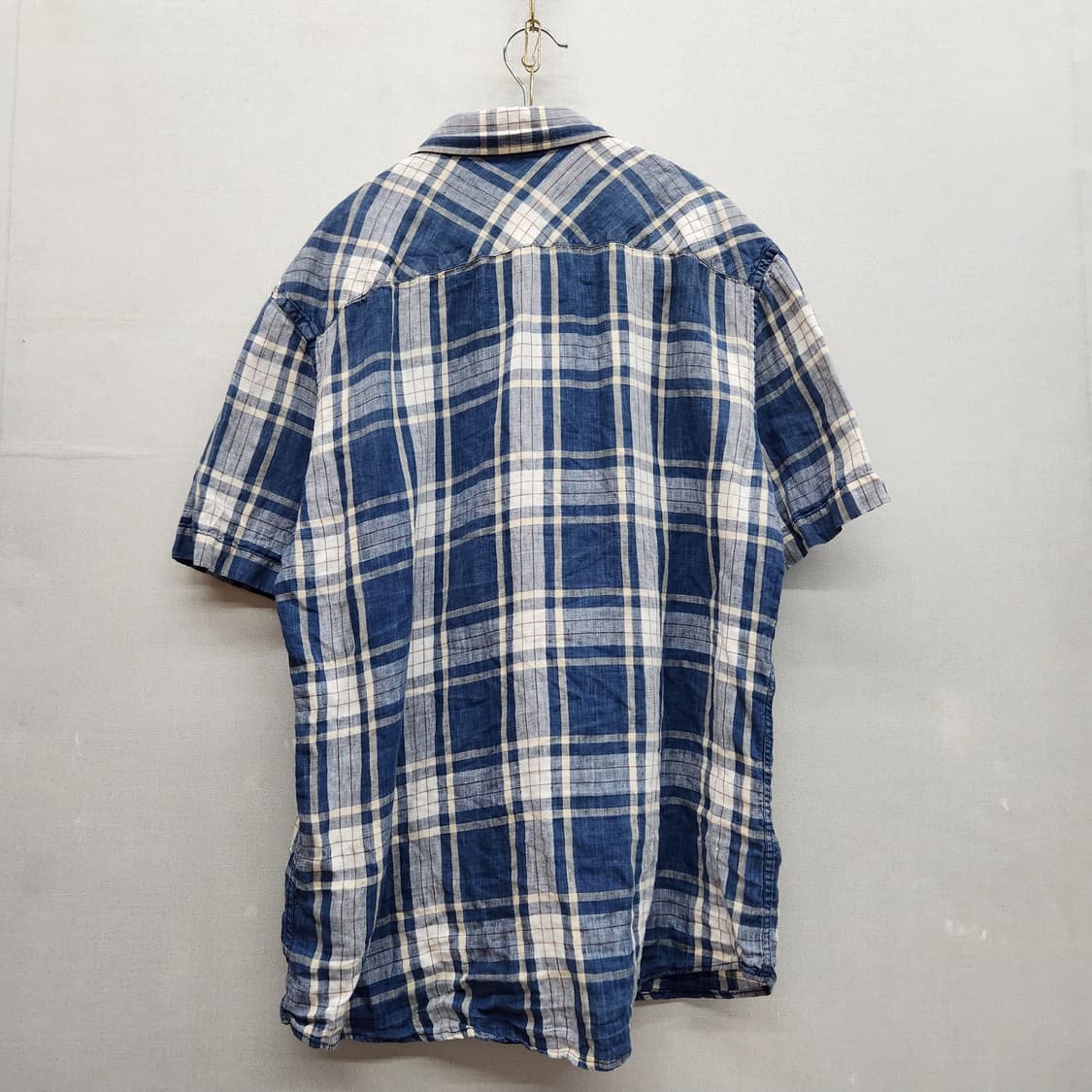 헤지스 로고 린넨 체크 반팔셔츠 105(L) 남여공용 상품이미지4