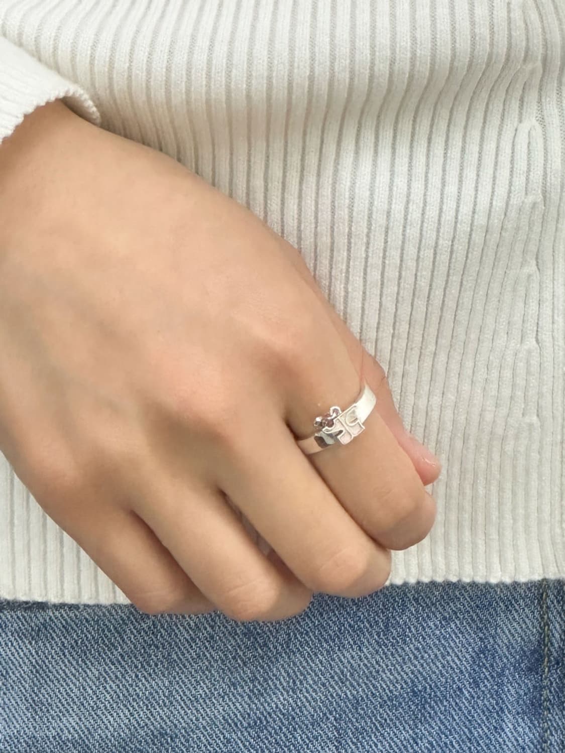 courreges / 꾸레쥬 핑크로고 실버925 반지 상품이미지10