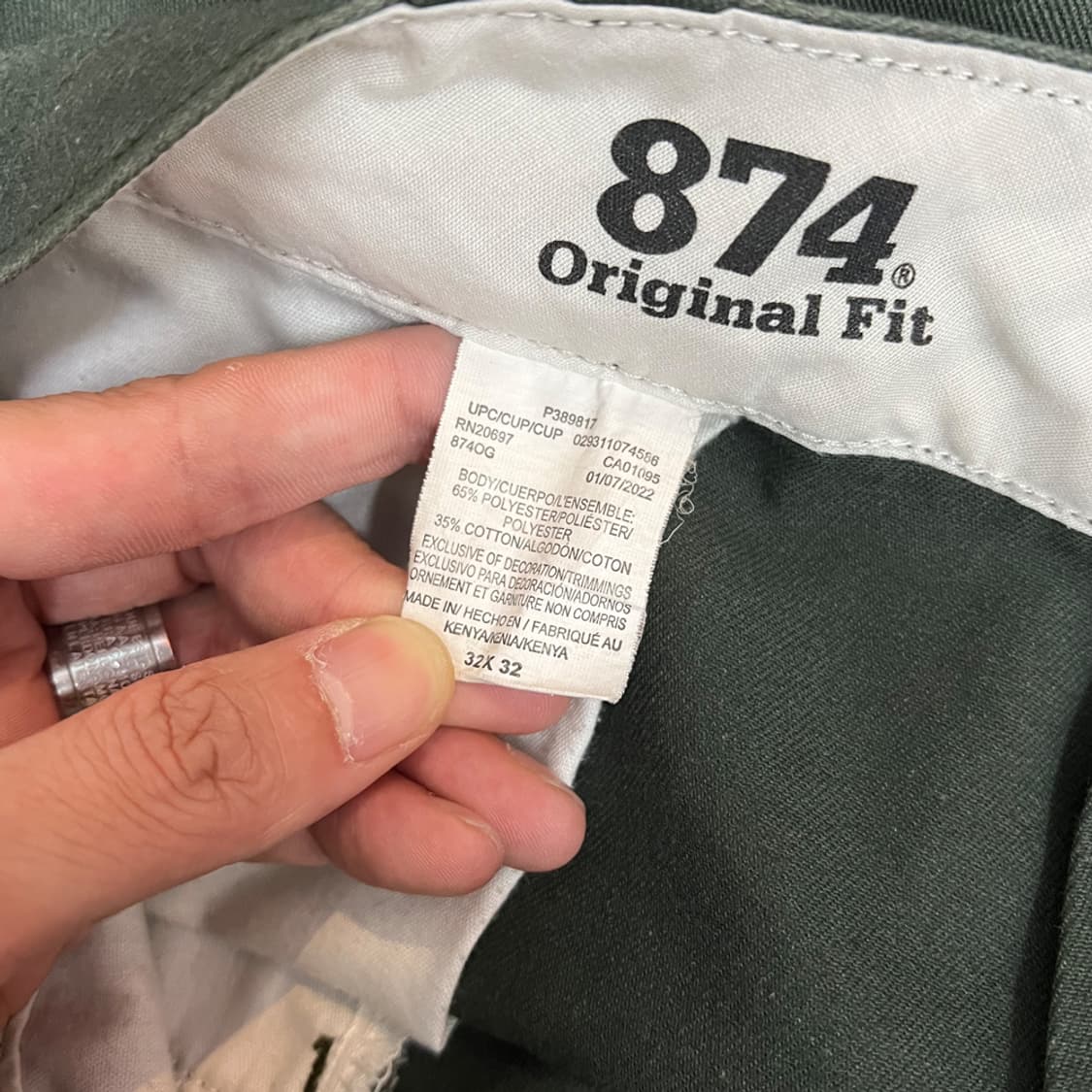 디키즈 874 오리지날핏 카키 워크 팬츠 32 상품이미지4