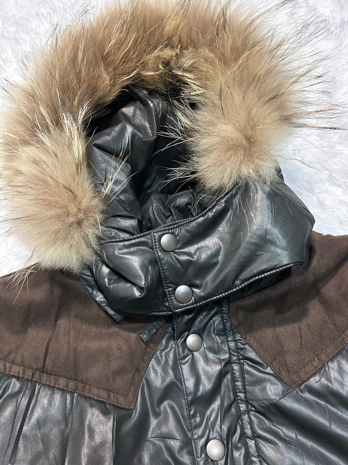 western suade patch hood fur padding 상품이미지3