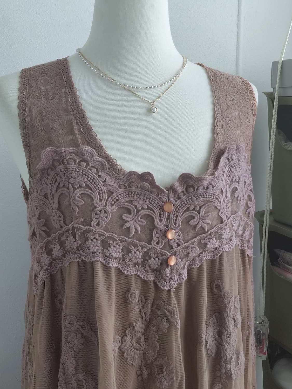 [빈티지] 레이스 롱 원피스 브라운 빈티지 스타일 66 상품이미지5
