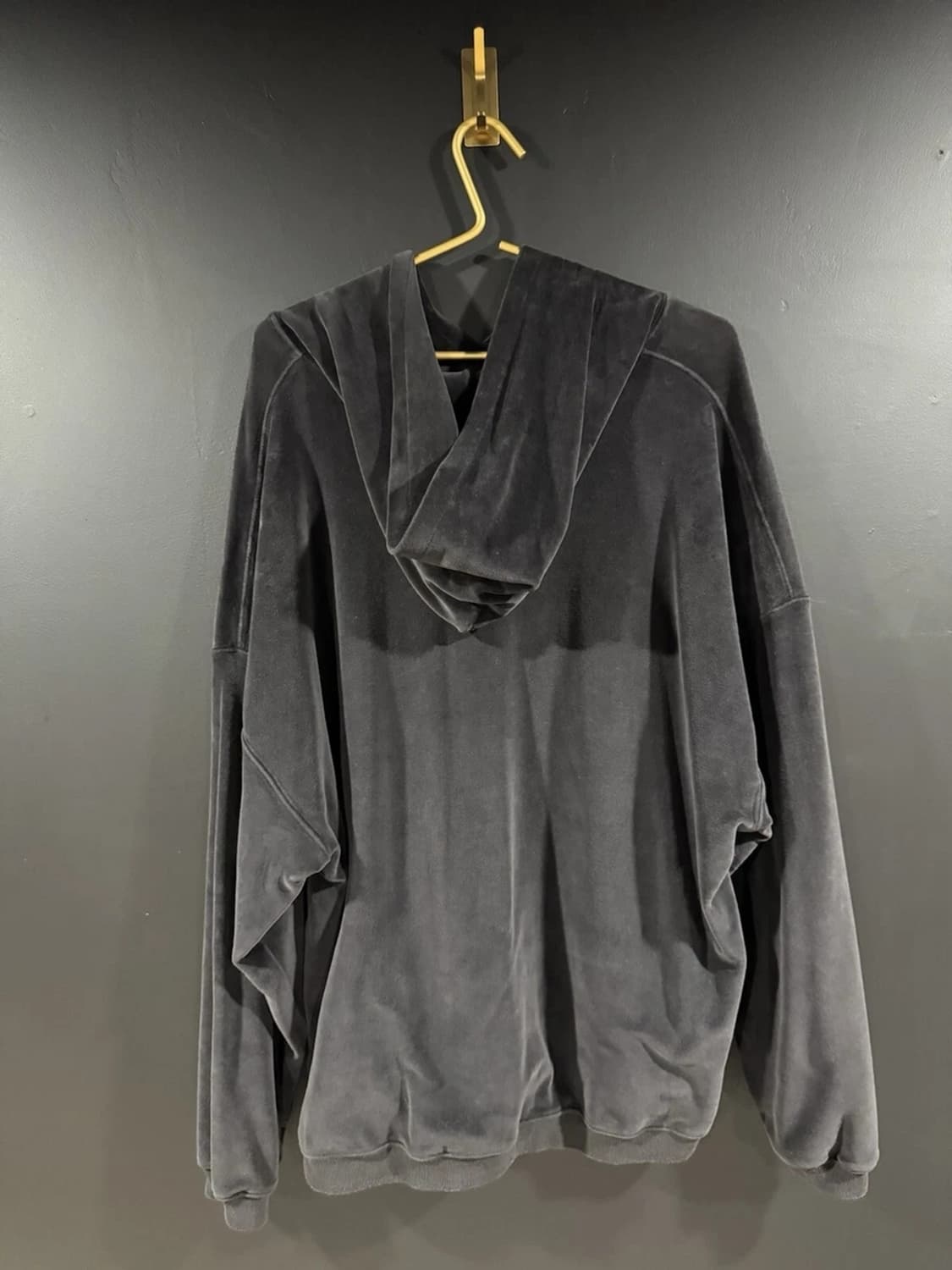 [정품] 칸예웨스트 벨벳 자수 오버 후드티 블랙 M 상품이미지2