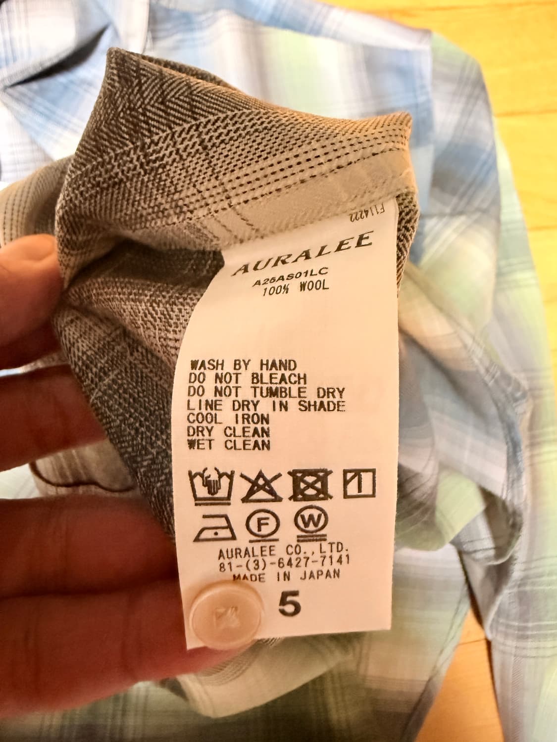 오라리 체크셔츠 블루 그린 울 셔츠 5 상품이미지3