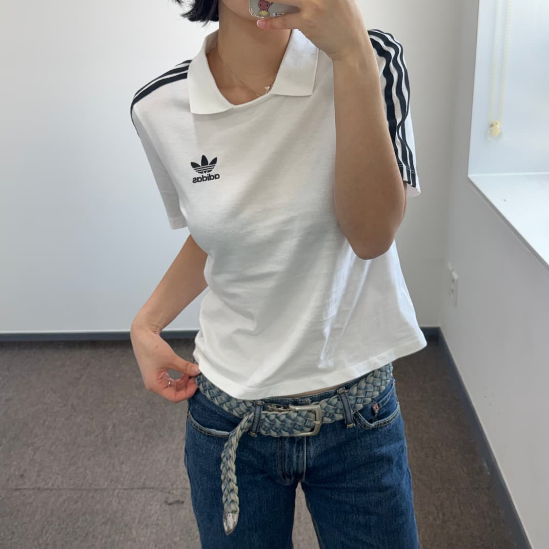 Adidas 아디다스 파이어로고 트랙탑 화이트 카라 반팔  상품이미지2