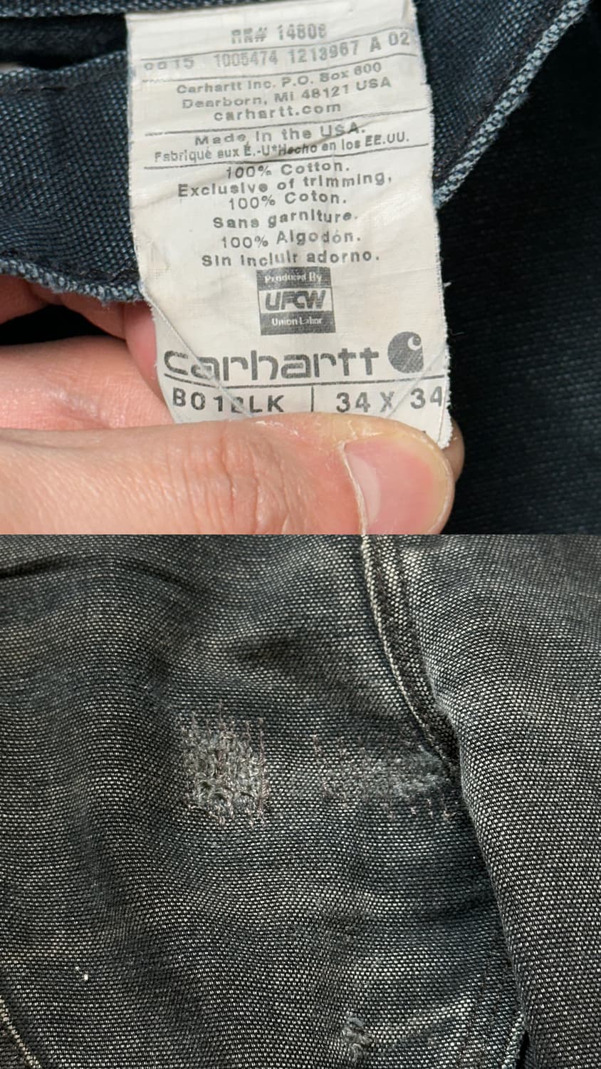 OG USA 칼하트 B01 더블니 블랙 칼하트 썩블니 워크팬츠 상품이미지10
