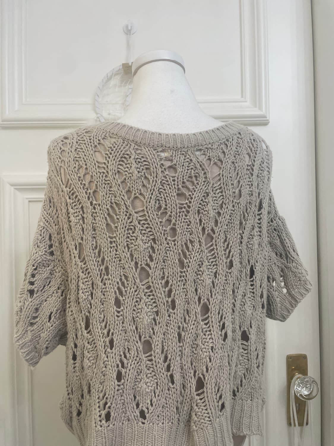 beige crochet half cardigan&basic sleeve 상품이미지4