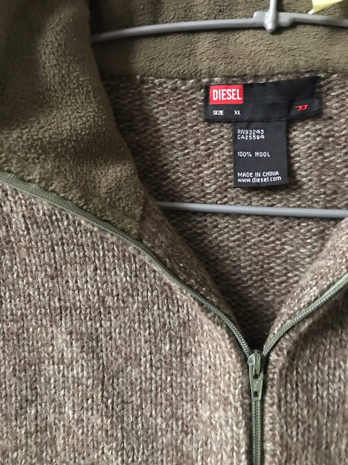 디젤 카키브라운 보카시 하이넥 니트집업 상품이미지9