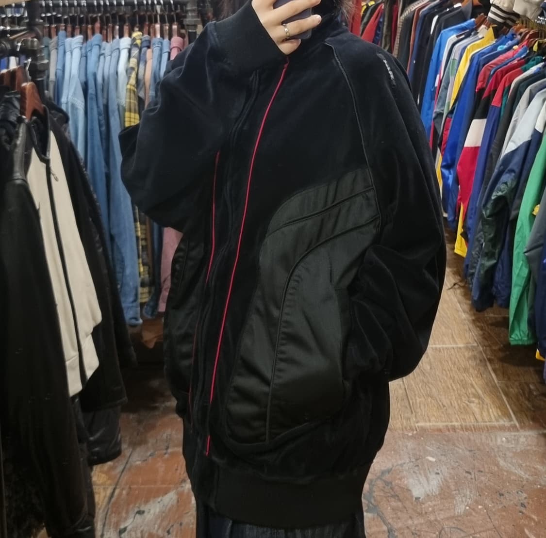 [Hi] vtg 빈티지 벨로아 벨벳 져지 블랙 상품이미지6