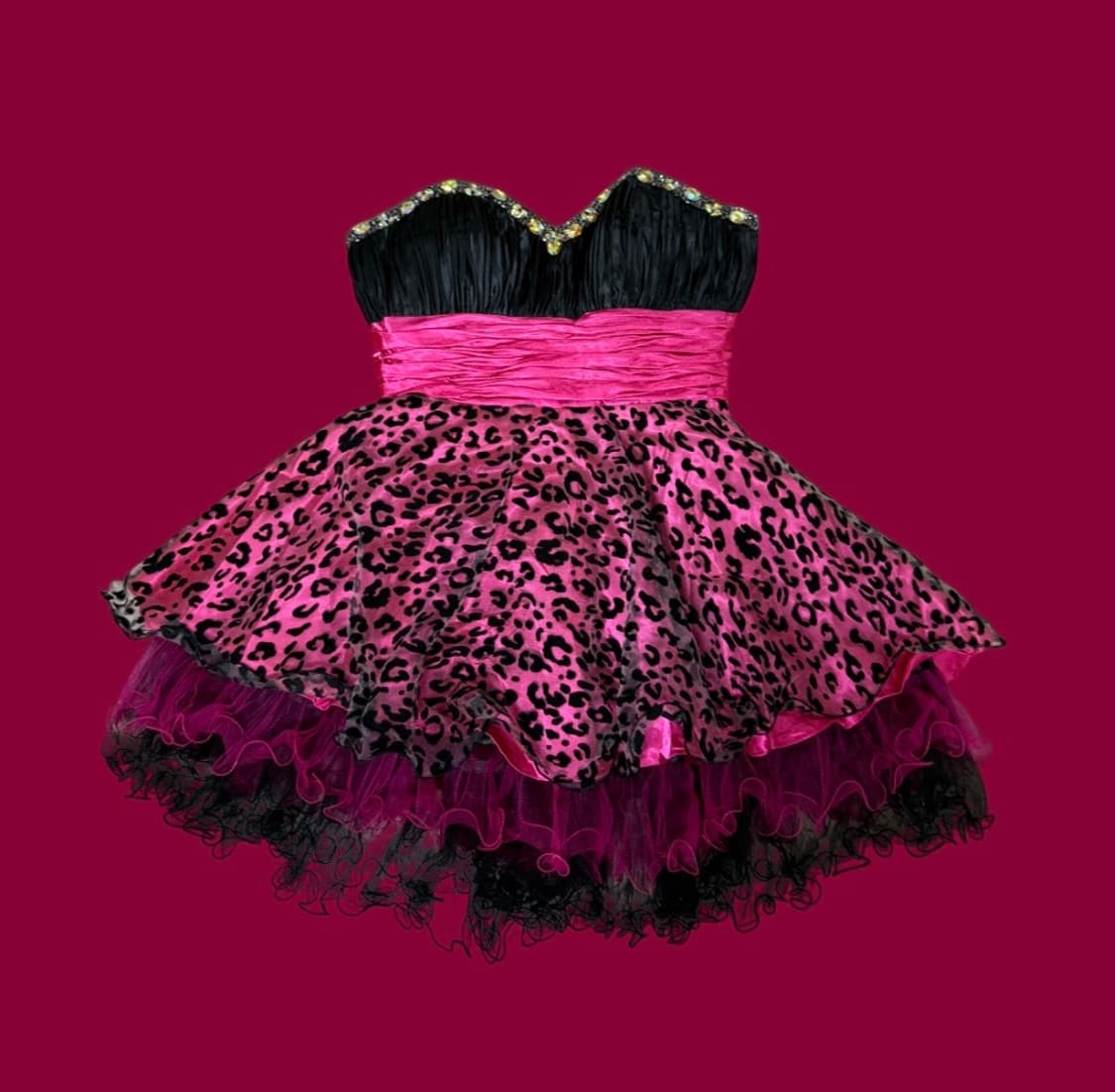 핑크 치타 칵테일 드레스 상품이미지1