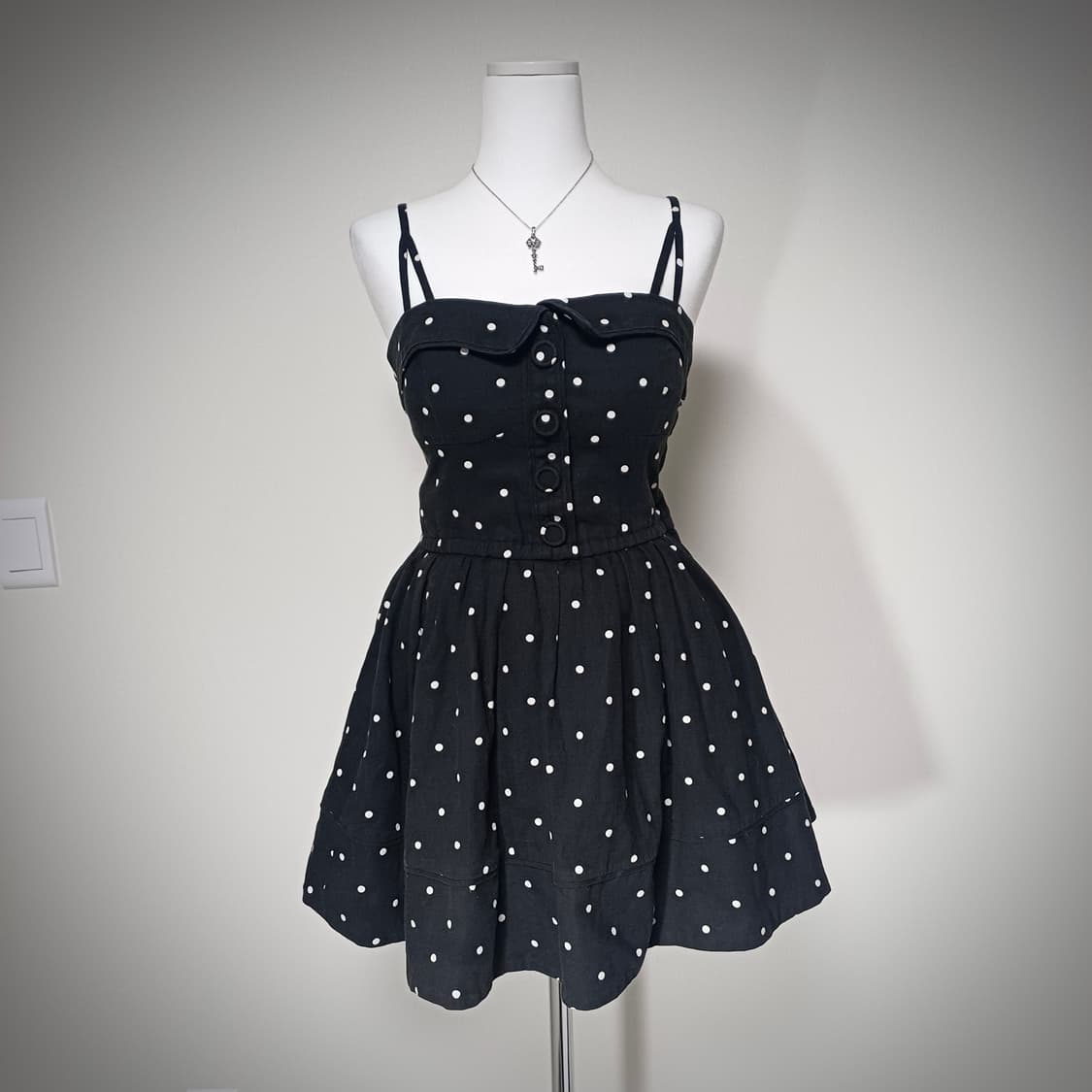 히메 갸루 도트 벌룬 원피스 상품이미지1