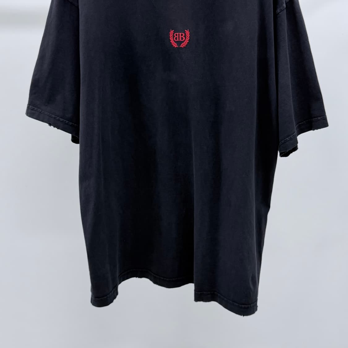 [S+급/XL] 발렌시아가 BB 로고 코튼 반팔 티셔츠 블랙 상품이미지3