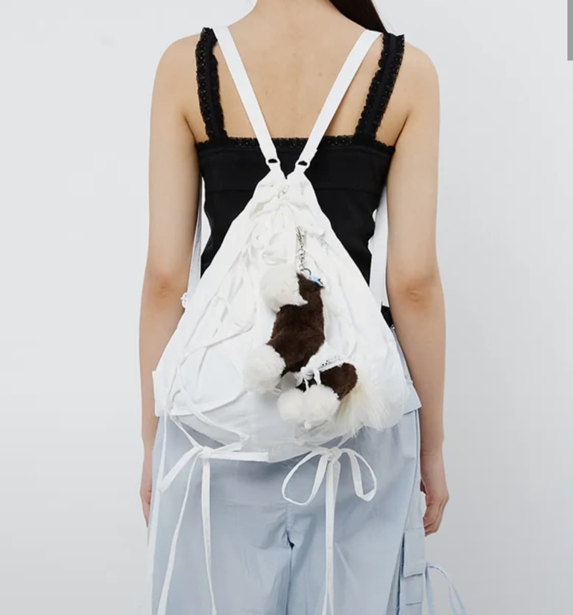 pippet 핍펫 리본스트링 백팩 화이트/빈티지갸루 엔젤 발레코어 핀터깔 상품이미지2