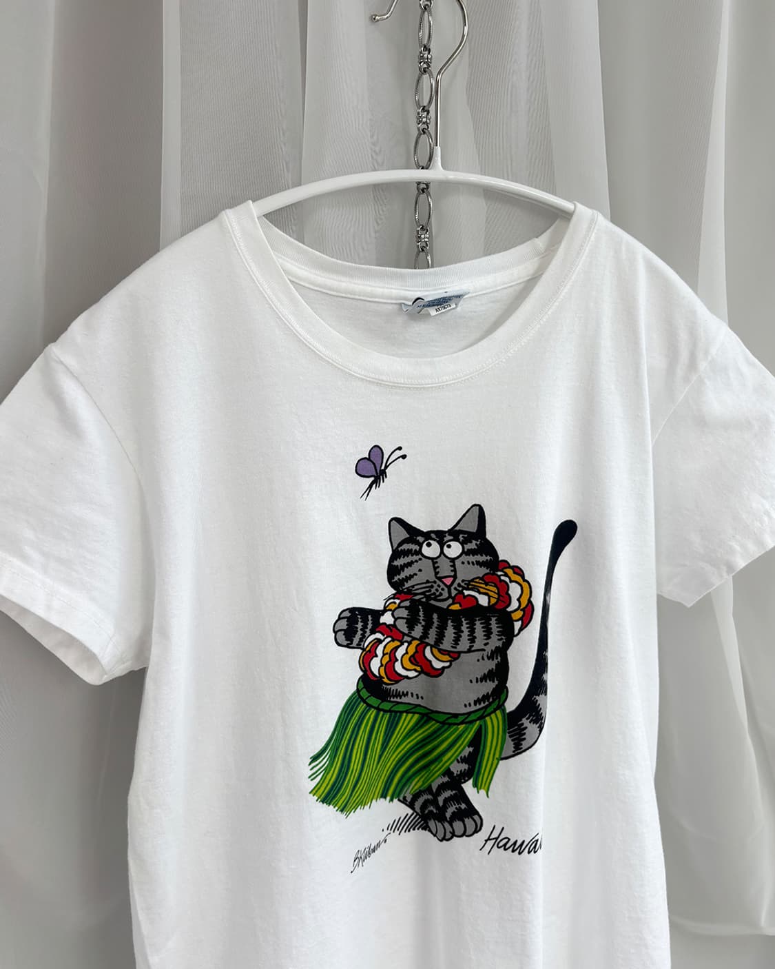 hawaiian dancing cat graphic t-shirt 상품이미지3