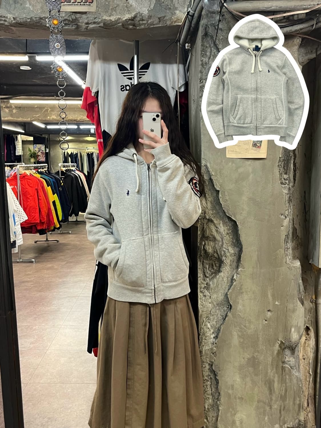 폴로 랄프로렌 기모 스키와펜 후드집업 연그레이 S #csz1986  상품이미지1