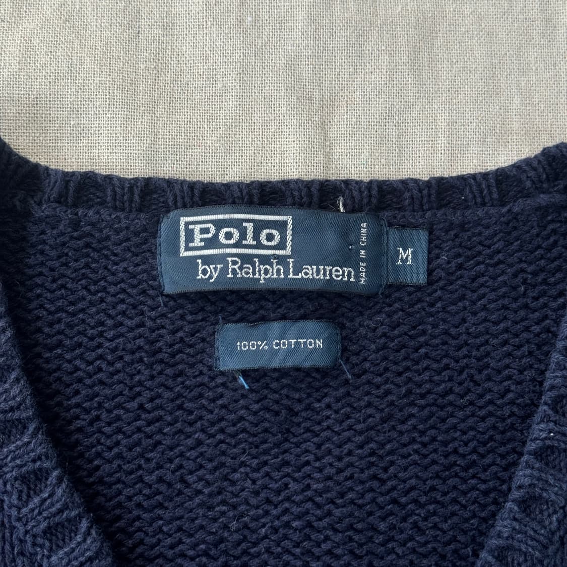 폴로랄프로렌 00s 재팬 나이가이 브이넥 코튼 니트 M 상품이미지5